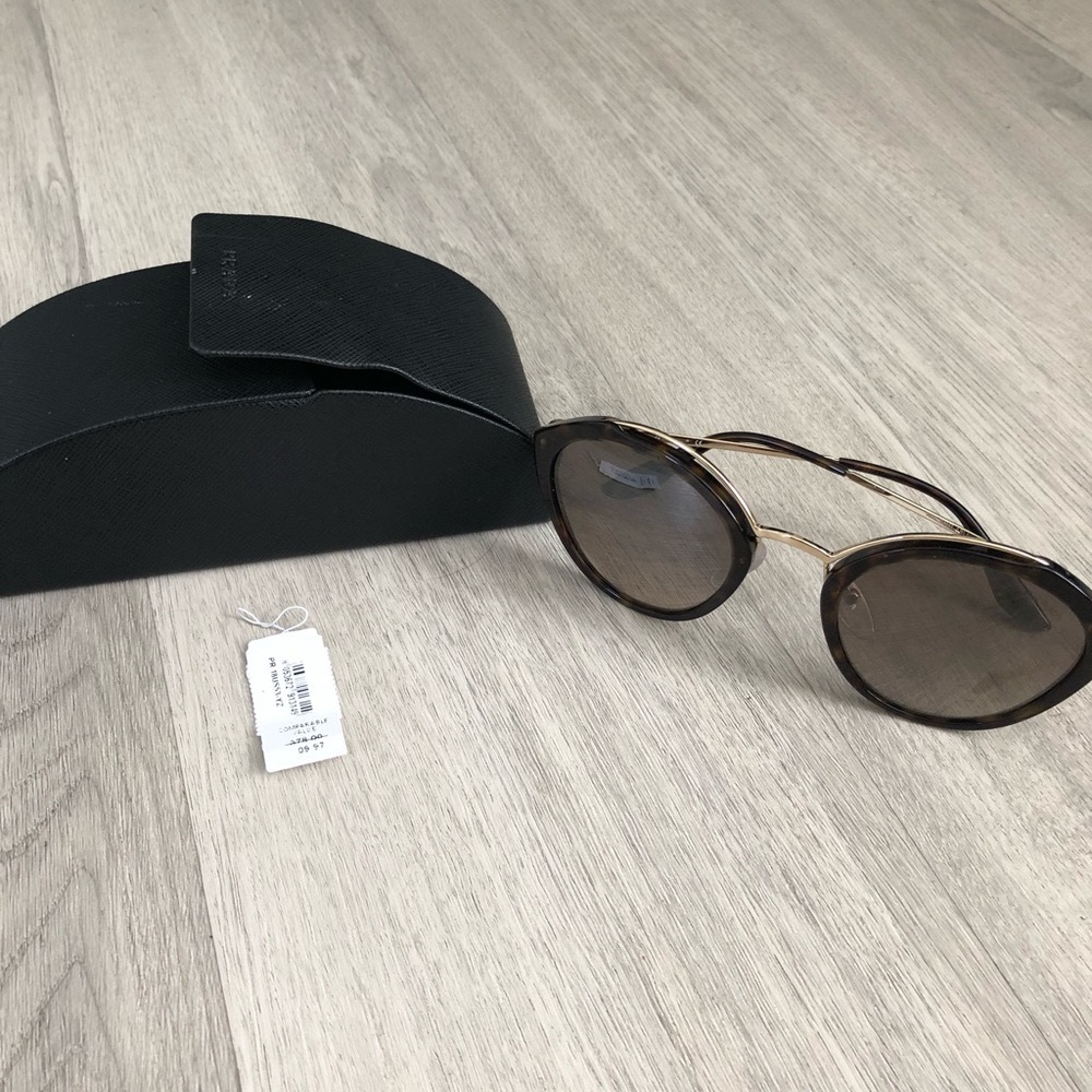 Prada Brown Tortoiseshell Round Sunglasses